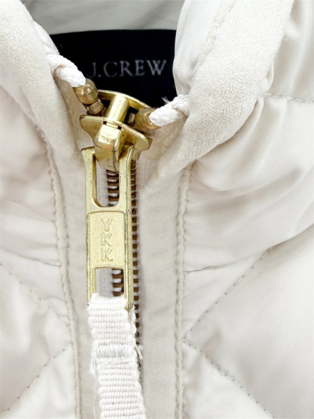 J Crew Vest Women’s Excursion Quilted Ivory Down Puffer Full Gold Zip S - Picture 3 of 9